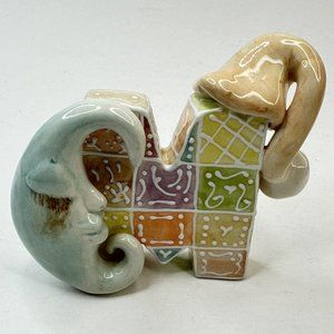Vtg KOKO Originals “M” Moon Alphabet Hat Porcelain Figurine Nursery #KO25269